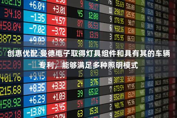 创惠优配 曼德电子取得灯具组件和具有其的车辆专利，能够满足多种照明模式