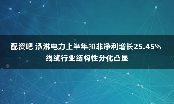 配资吧 泓淋电力上半年扣非净利增长25.45% 线缆行业结构性分化凸显